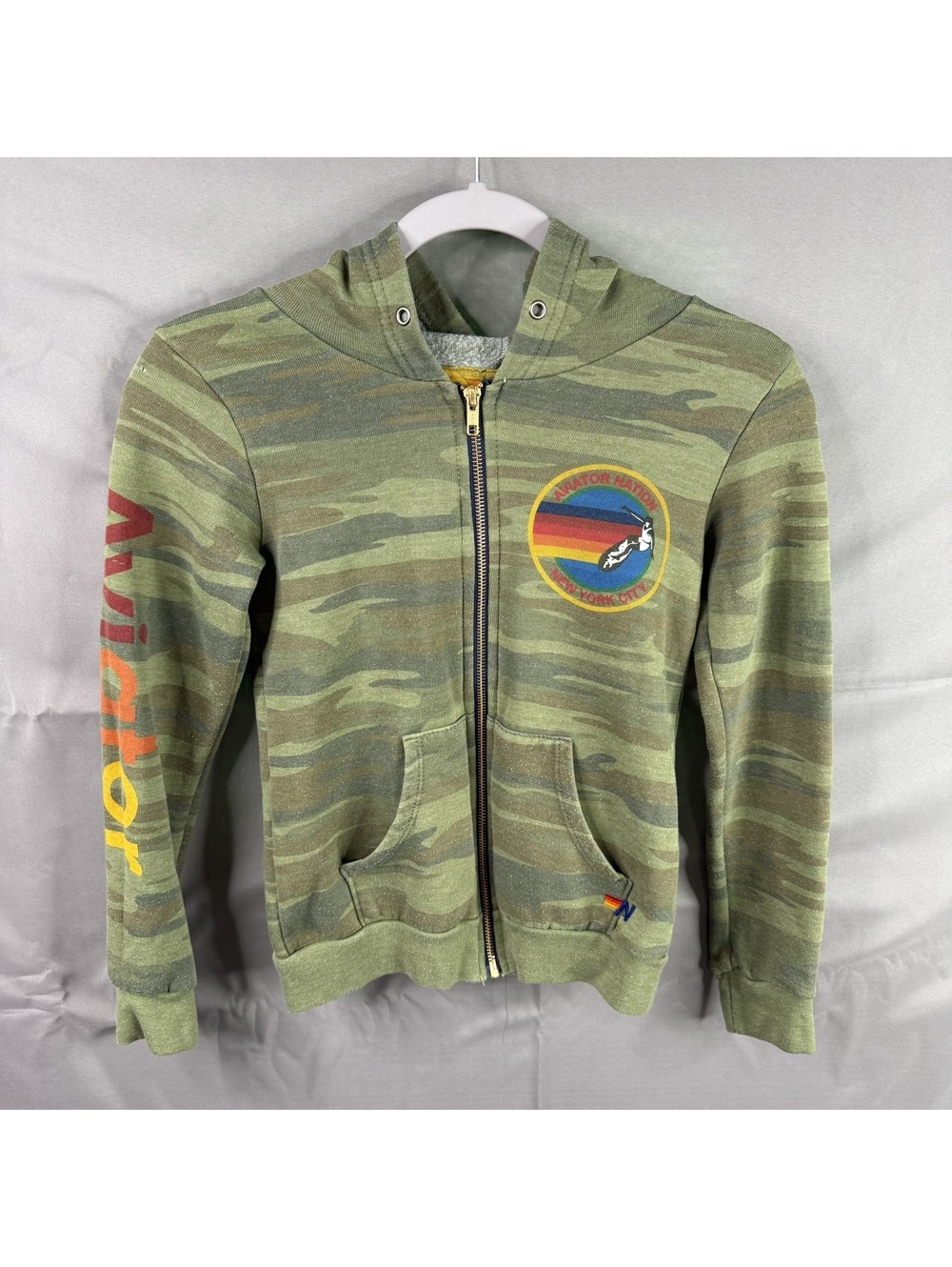 Aviator Nation Womens M Camo Print Zip Hoodie